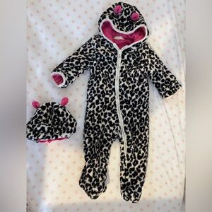 Place Leopard Print Kids Footie with Pink Accents